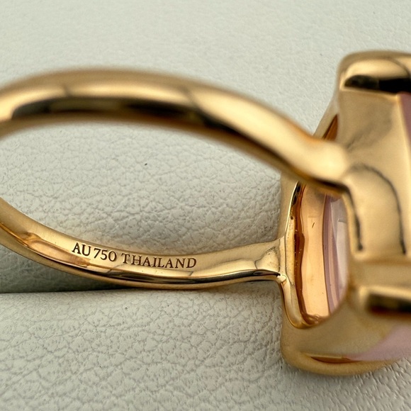 RARE Tiffany & Co. 18k Large Rose Quartz Sugar Stack Ring in Rose Gold - Picture 6 of 12